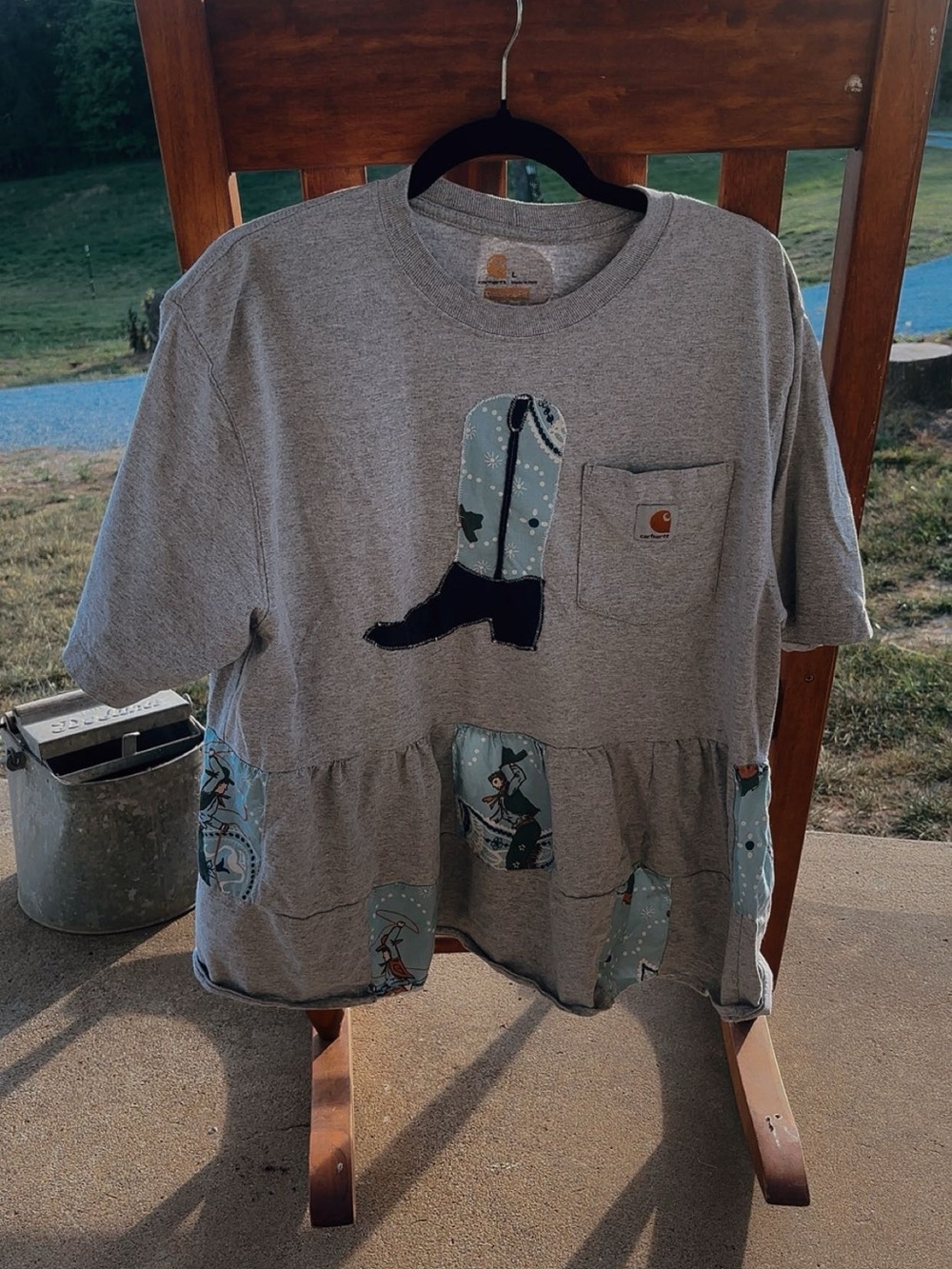 Carhartt Gray Graphic Cowboy Boot Pocket Tee